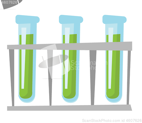 Image of Test tubes in a rack vector cartoon illustration.