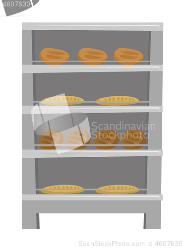 Image of Bread and loaf displayed on shelves vector cartoon