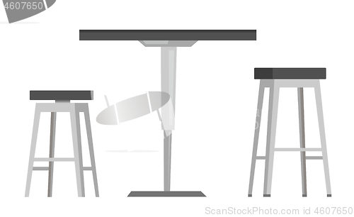 Image of Table with bar chairs vector cartoon illustration.