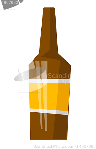 Image of Glass beer bottle vector cartoon illustration.