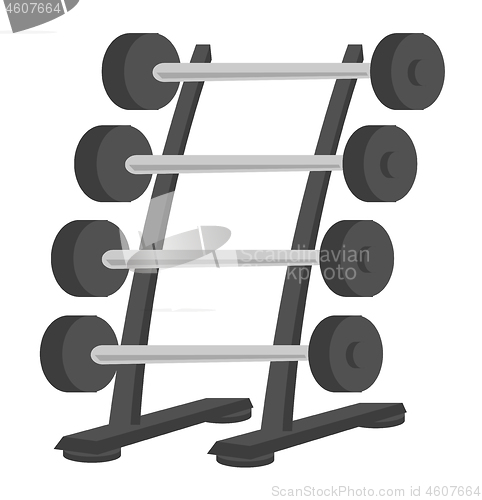 Image of Barbell stand vector cartoon illustration.