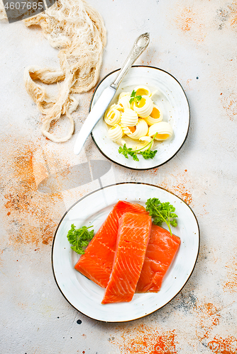 Image of salmon fish and butter 