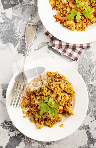 Image of bulgur with shrimps