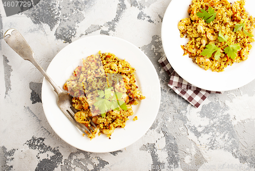 Image of bulgur with shrimps