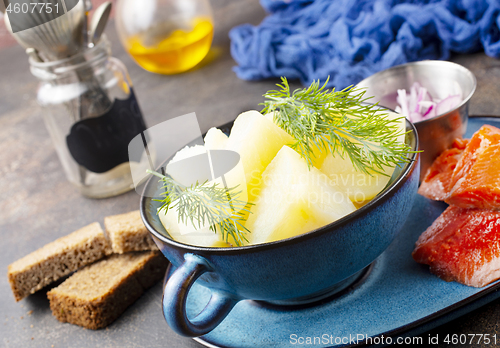 Image of potato with fish