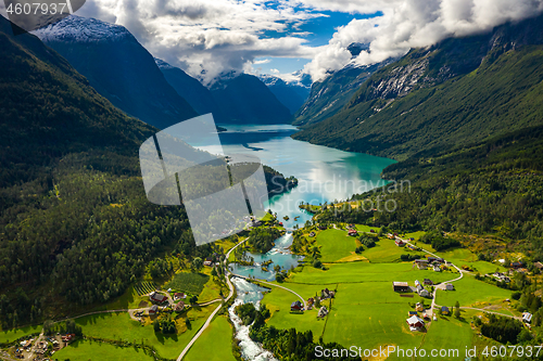 Image of lovatnet lake Beautiful Nature Norway.