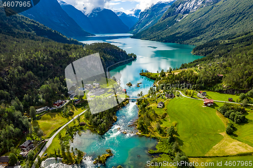 Image of lovatnet lake Beautiful Nature Norway.