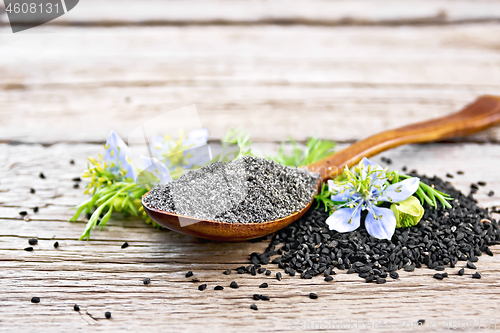 Image of Flour of kalingi in spoon with flower on board