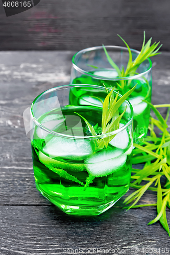 Image of Lemonade Tarragon in two glasses on black wooden board