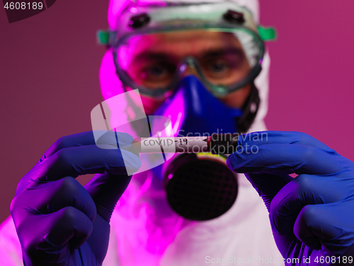 Image of Coronavirus, Doctor holding positive covid-19 virus Blood Sample