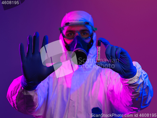 Image of Coronavirus, Doctor holding positive covid-19 virus Blood Sample