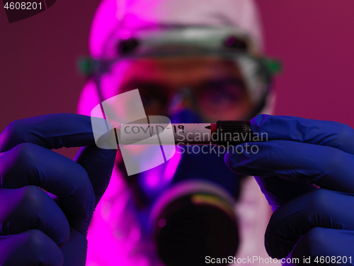 Image of Coronavirus, Doctor holding positive covid-19 virus Blood Sample