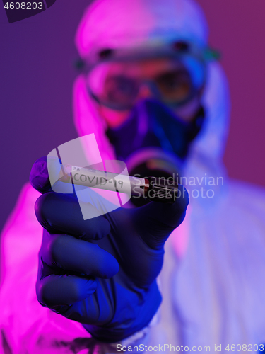 Image of Coronavirus, Doctor holding positive covid-19 virus Blood Sample