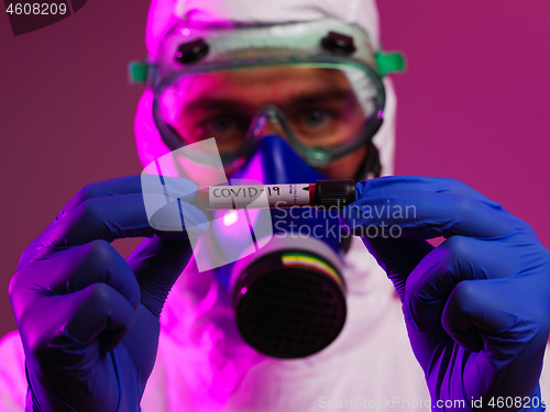 Image of Coronavirus, Doctor holding positive covid-19 virus Blood Sample