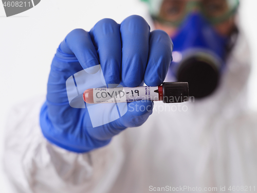 Image of Coronavirus, Doctor holding positive covid-19 virus Blood Sample