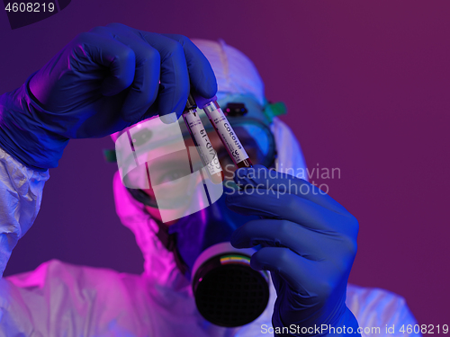 Image of Coronavirus, Doctor holding positive covid-19 virus Blood Sample