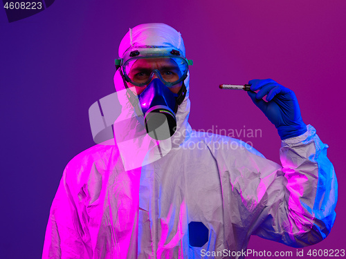 Image of Coronavirus, Doctor holding positive covid-19 virus Blood Sample