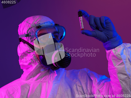 Image of Coronavirus, Doctor holding positive covid-19 virus Blood Sample