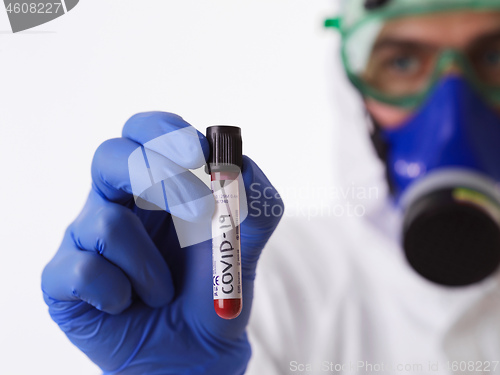 Image of Coronavirus, Doctor holding positive covid-19 virus Blood Sample