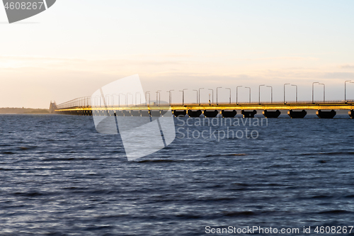 Image of The Oland Bridge sunlit in golden color