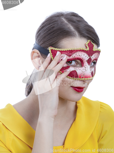 Image of Portrait of a Young Woman with a Mask