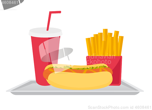 Image of Tray with fast food vector cartoon illustration.