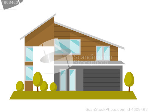 Image of Residential house vector cartoon illustration.