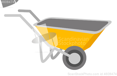 Image of Yellow wheelbarrow vector cartoon illustration.