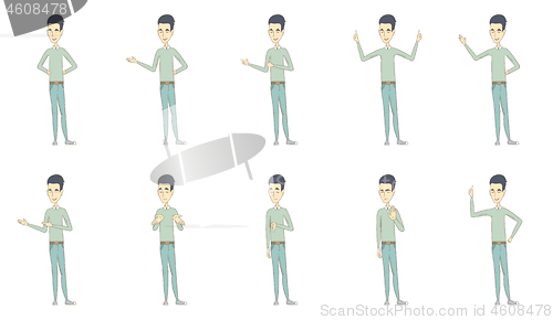 Image of Young asian man vector illustrations set.