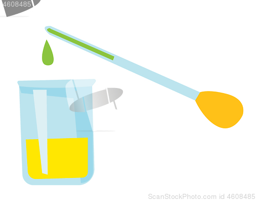 Image of Pipette adding fluid to a beaker vector cartoon.