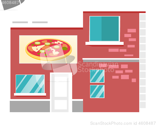 Image of Pizzeria restaurant vector cartoon illustration.