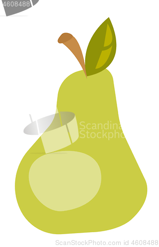 Image of Green pear with leaf vector cartoon illustration.