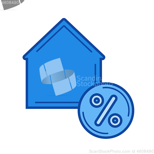 Image of House with percent sign line icon.