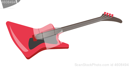 Image of Red electric guitar vector cartoon illustration.