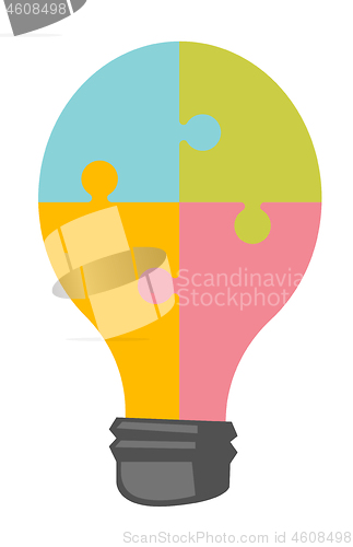 Image of Lightbulb made of jigsaw puzzle vector cartoon.