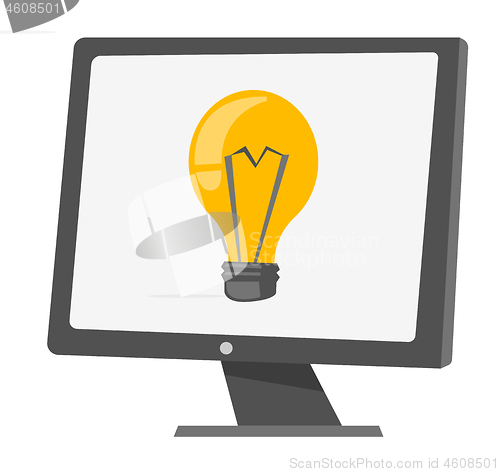 Image of Computer monitor with a light bulb vector cartoon.