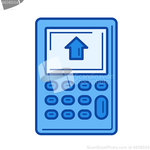 Image of Calculator with house on display line icon.