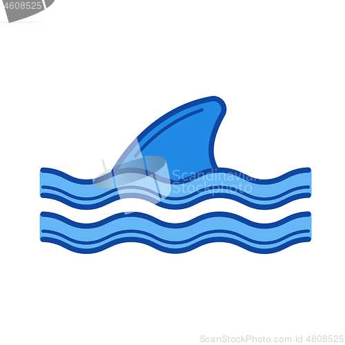 Image of Shark fin above water line icon.