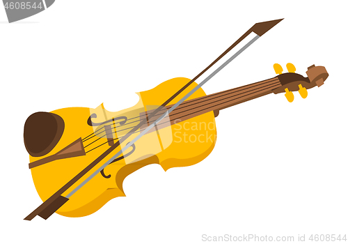 Image of Violin with bow vector cartoon illustration.