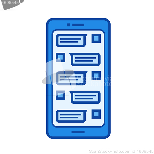 Image of Smartphone with text messages line icon.