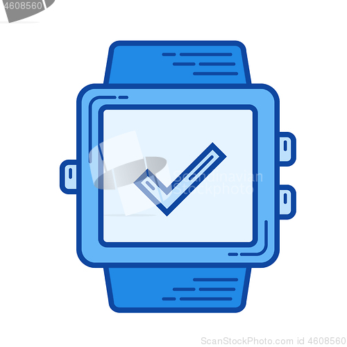 Image of Smartwatch with check sign line icon.