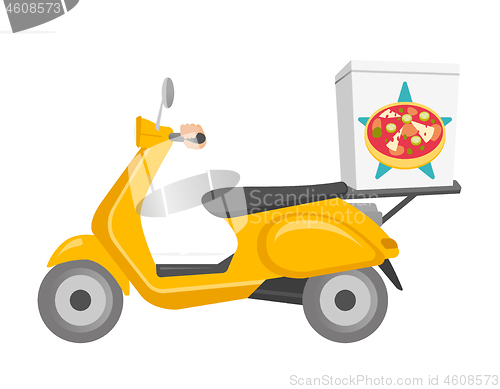 Image of Pizza delivery scooter vector cartoon illustration