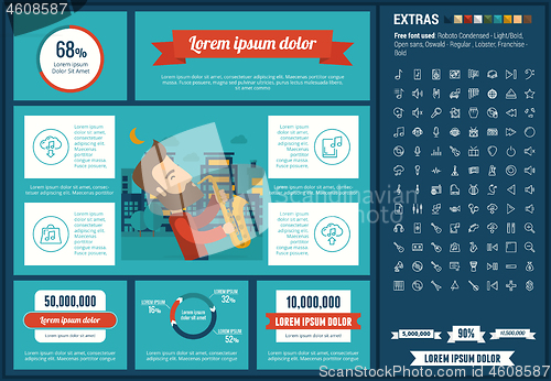 Image of Music flat design Infographic Template