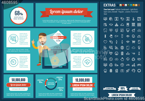 Image of Three D printing flat design Infographic Template