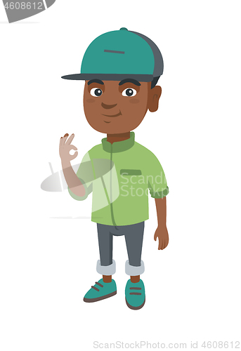 Image of African-american little boy showing ok sign.