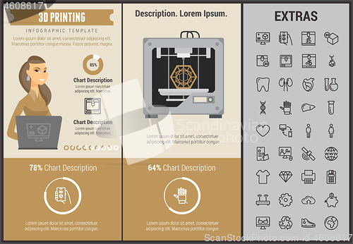 Image of 3D printing infographic template and elements.