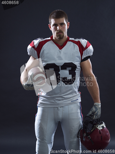 Image of American Football Player isolated on gray