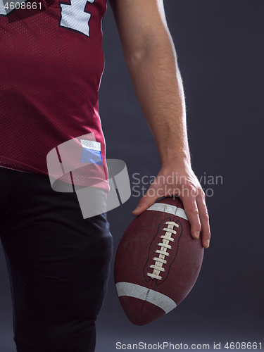 Image of closeup American Football Player isolated on gray