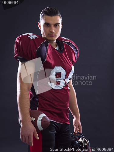 Image of American Football Player isolated on gray