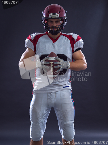 Image of American Football Player isolated on gray